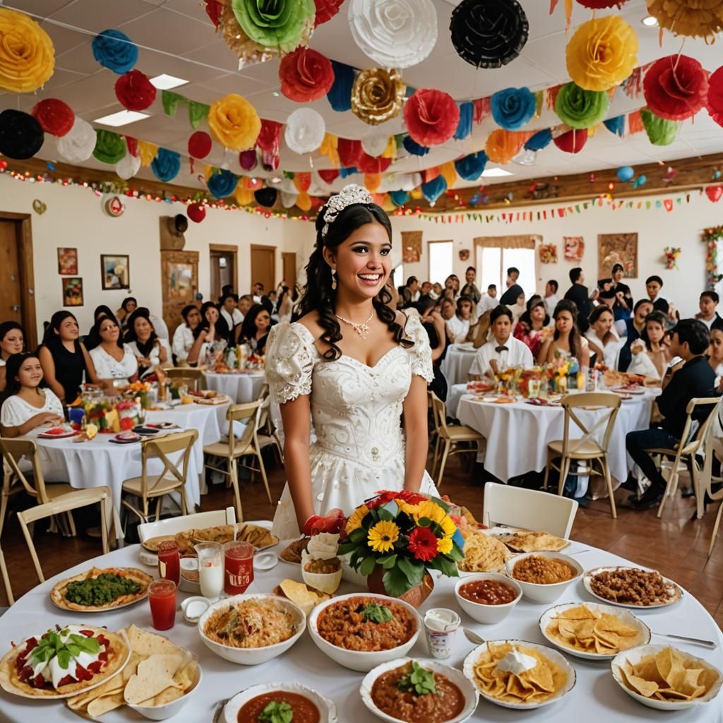 Quinceañera Celebration with Food and Mariachi Band
