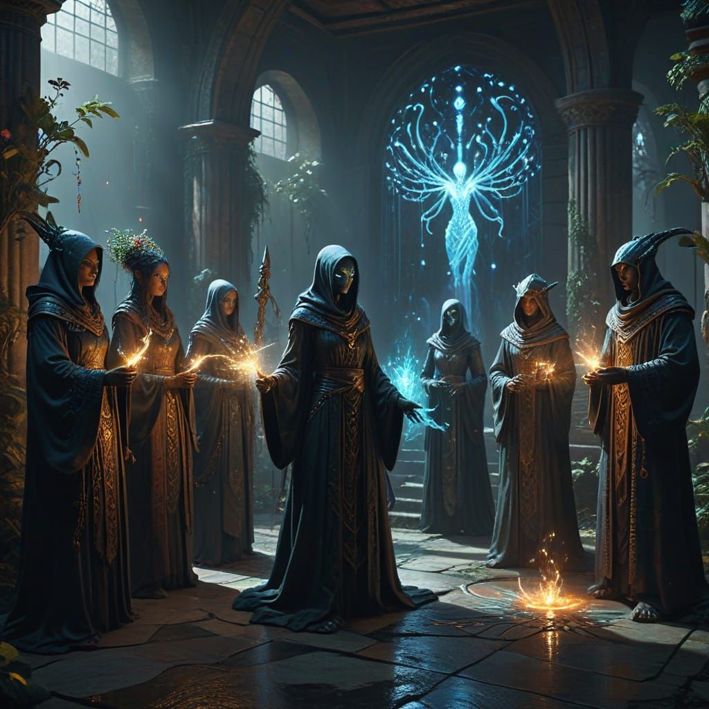 Diverse Magical Practitioners in Digital Renaissance Style