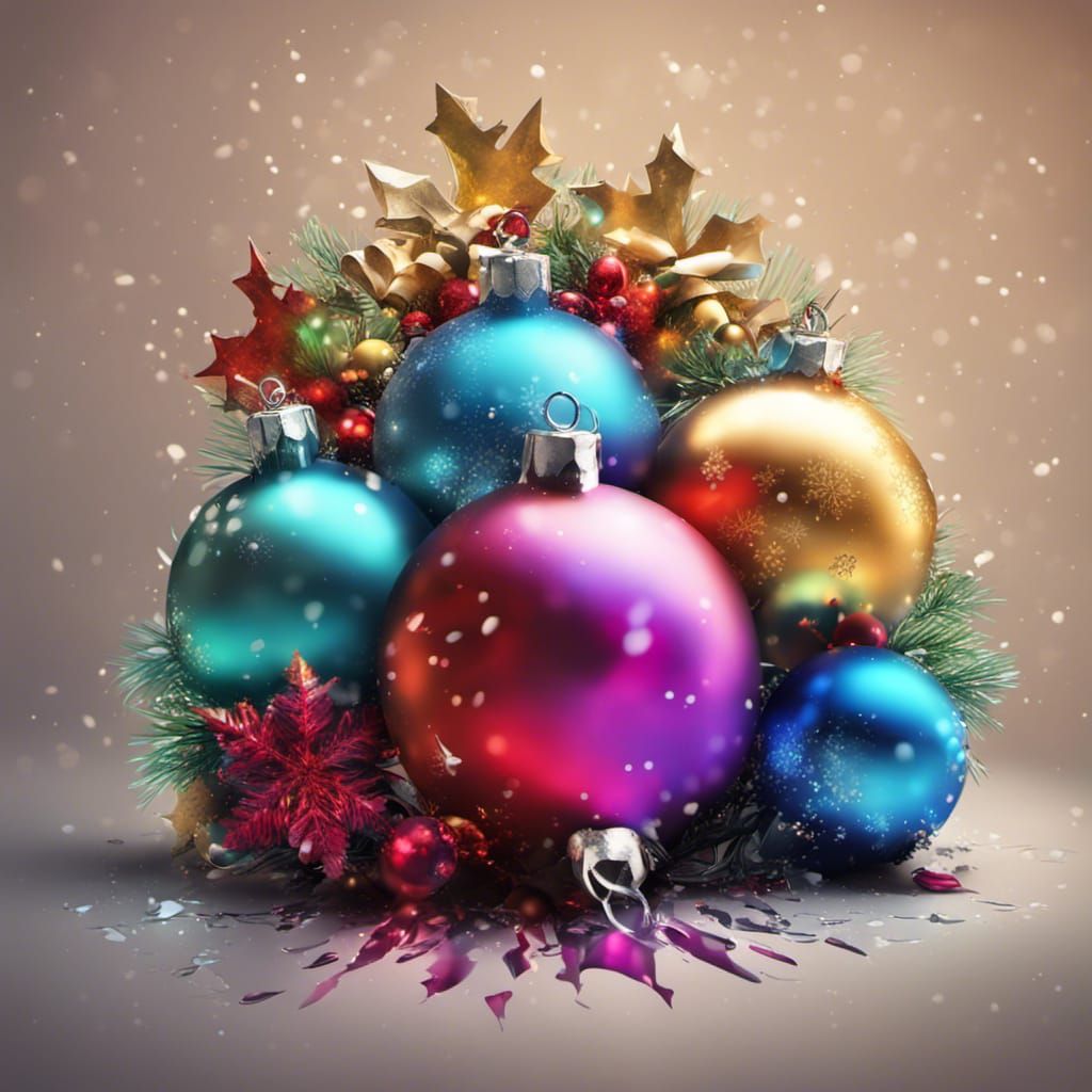 Detailed Christmas Decorations in Splash Art Style