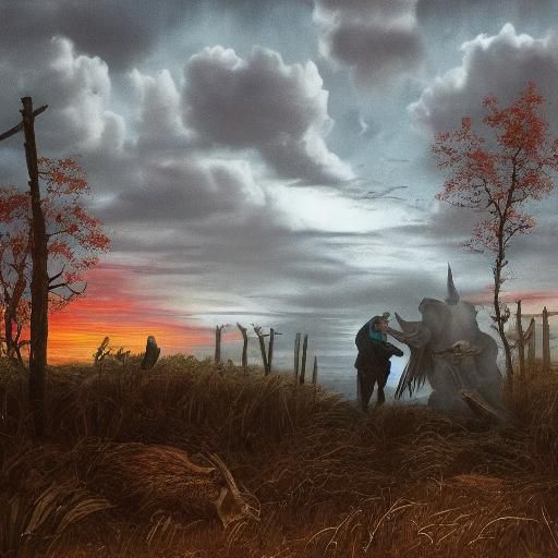 Crazed Rabbit Rampage in Flemish Renaissance Style