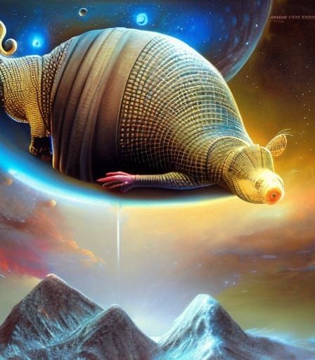 Cosmic Armadillo in 3D Fantasy Art Style