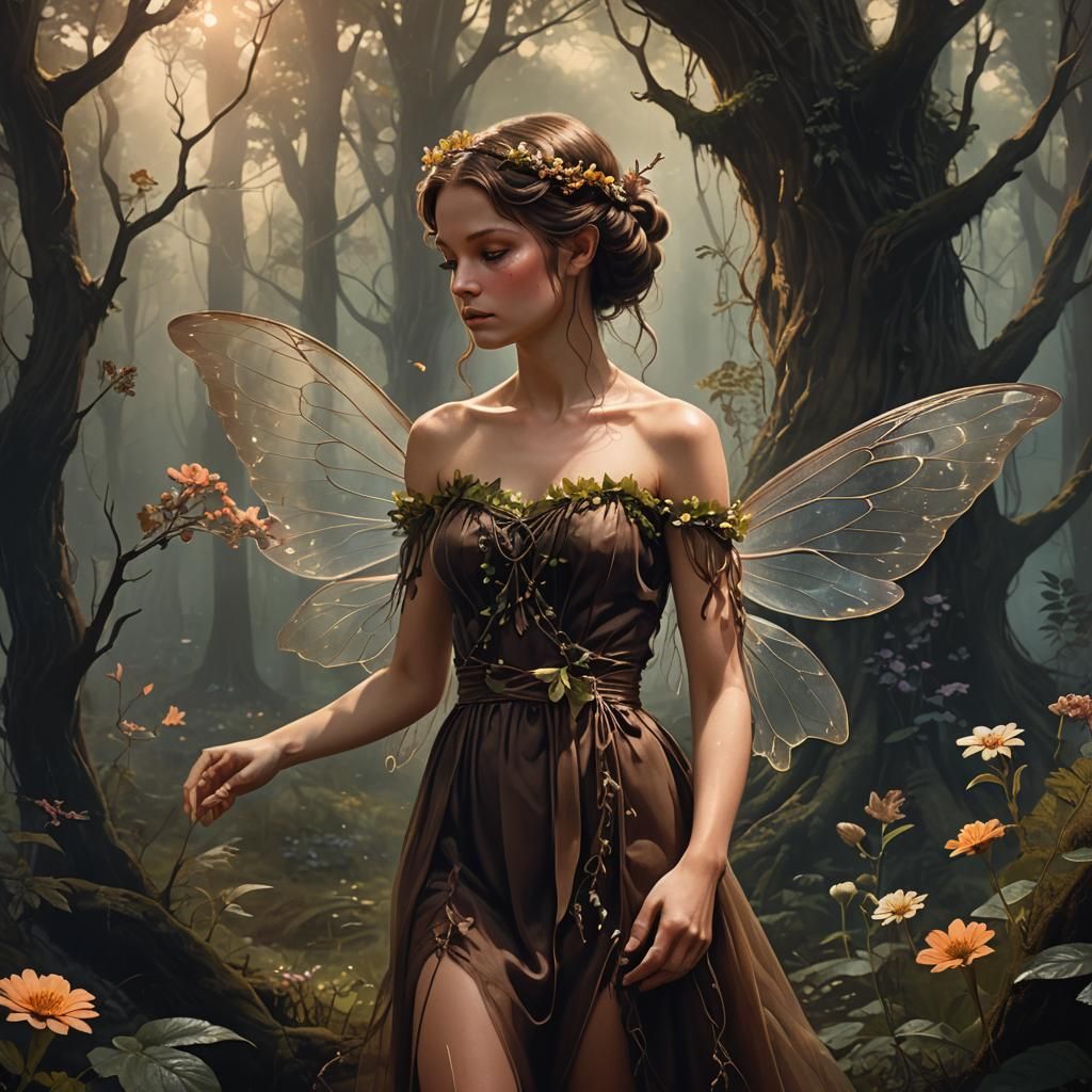 Mystical Forest Fairy in 1970s Fantasy Art
