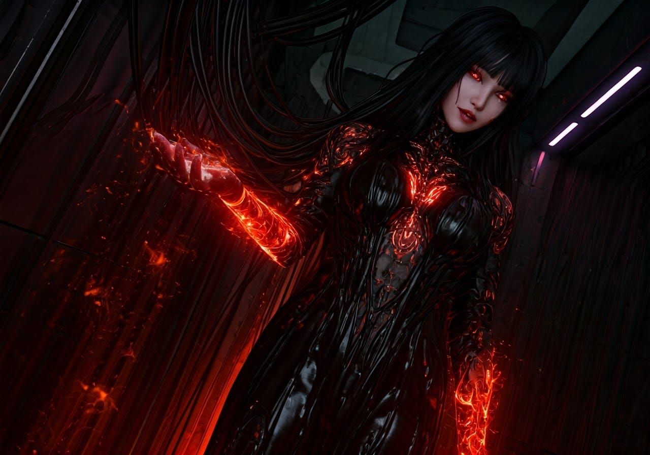 Luminescent Goddess in Cyberpunk Oasis