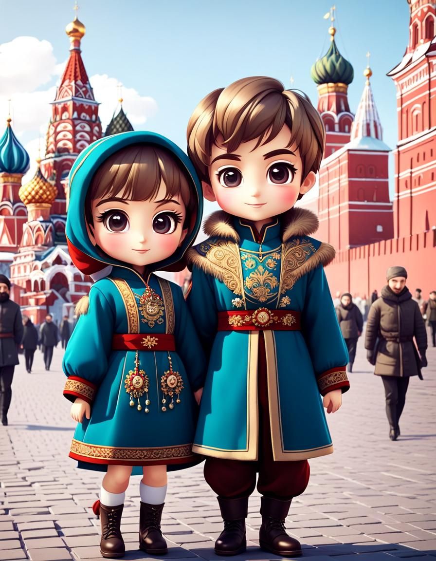 Chibi Characters Stroll Through Moscow in 8K