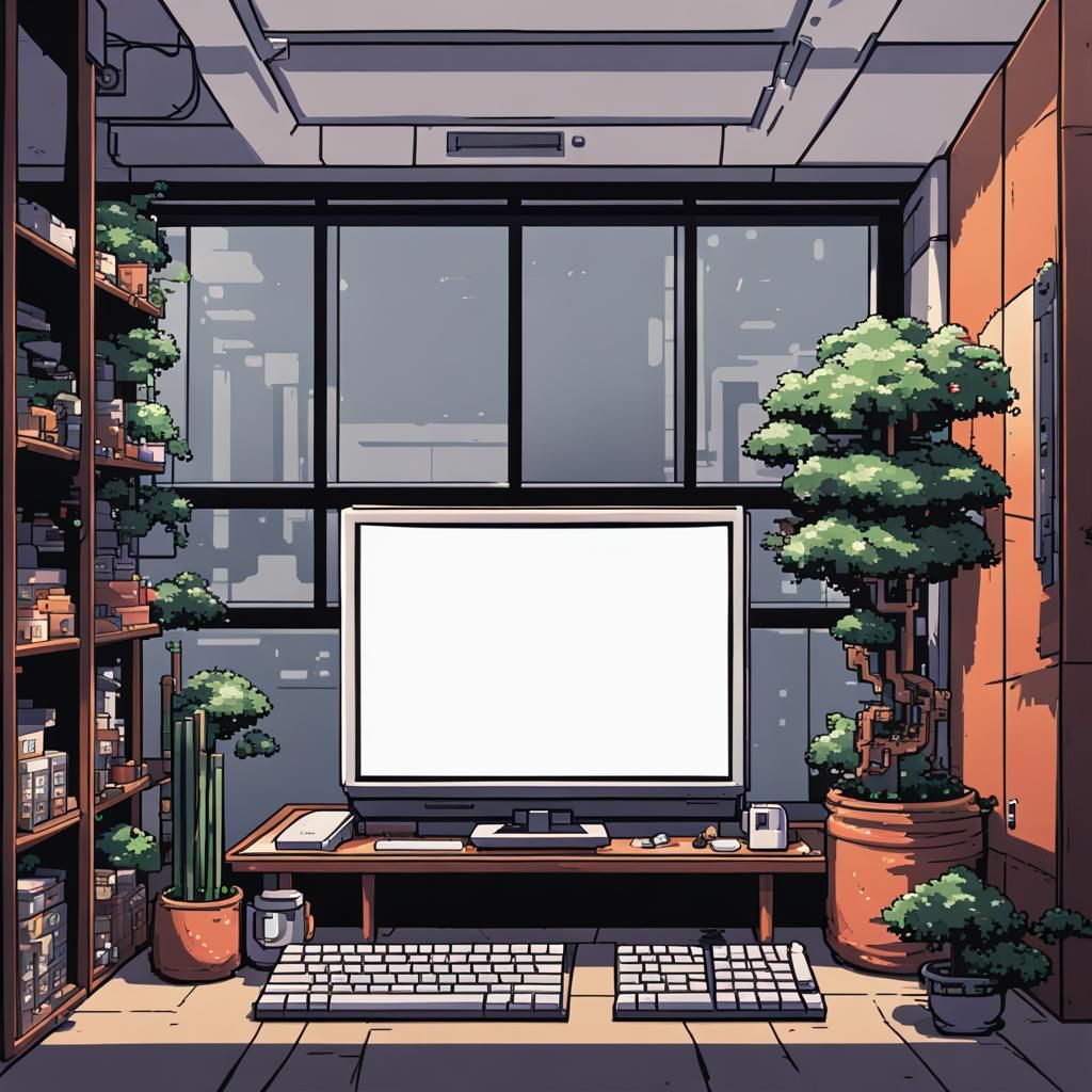 Pixel Art: Computer Screen in Modern Condo