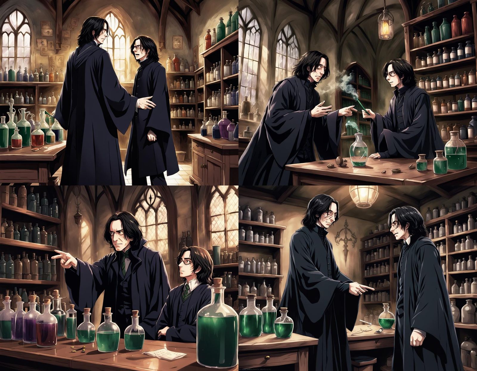 Harry Potter and Snape Argument in Anime Style