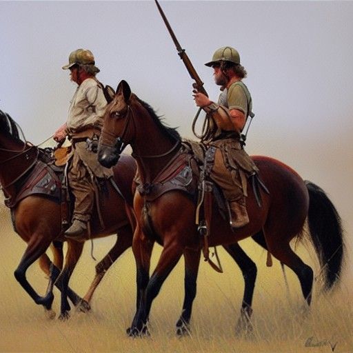 Cavalry Charge in Oil Painting Style
