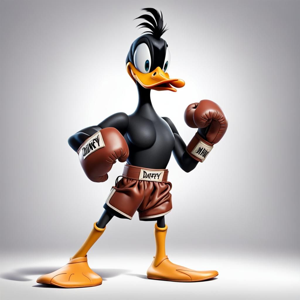 Daffy Duck Ready to Box, 2D Cartoon Style