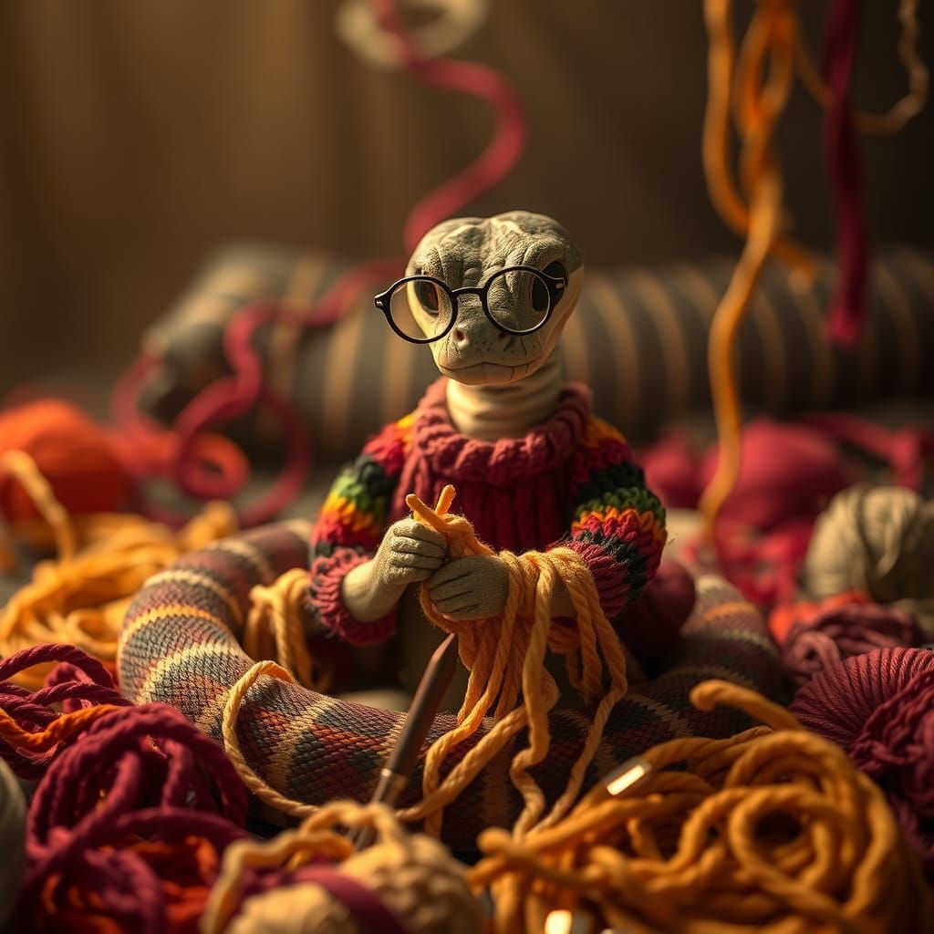Cinematic Snake Knits Sweater in Tangled Yarn