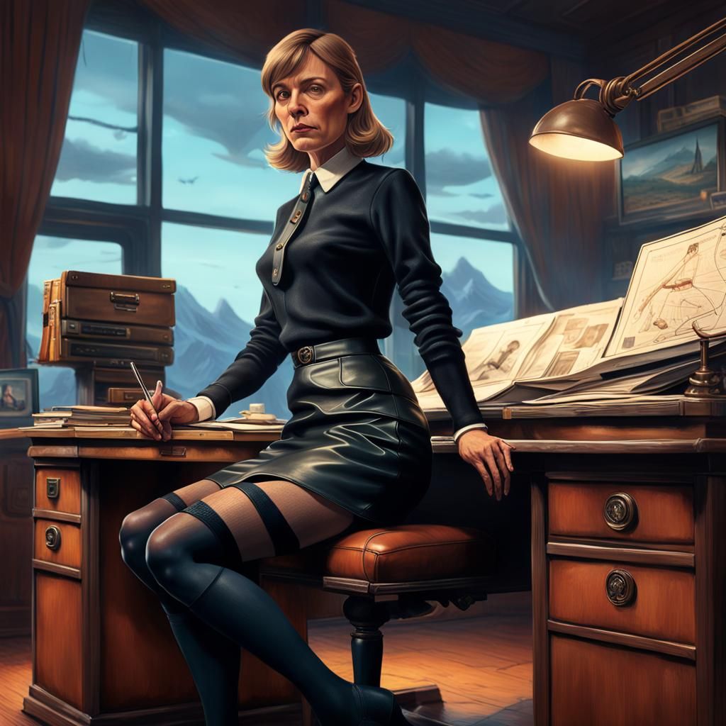 Secretary in Leather Skirt: Stalenhag and Mead Style