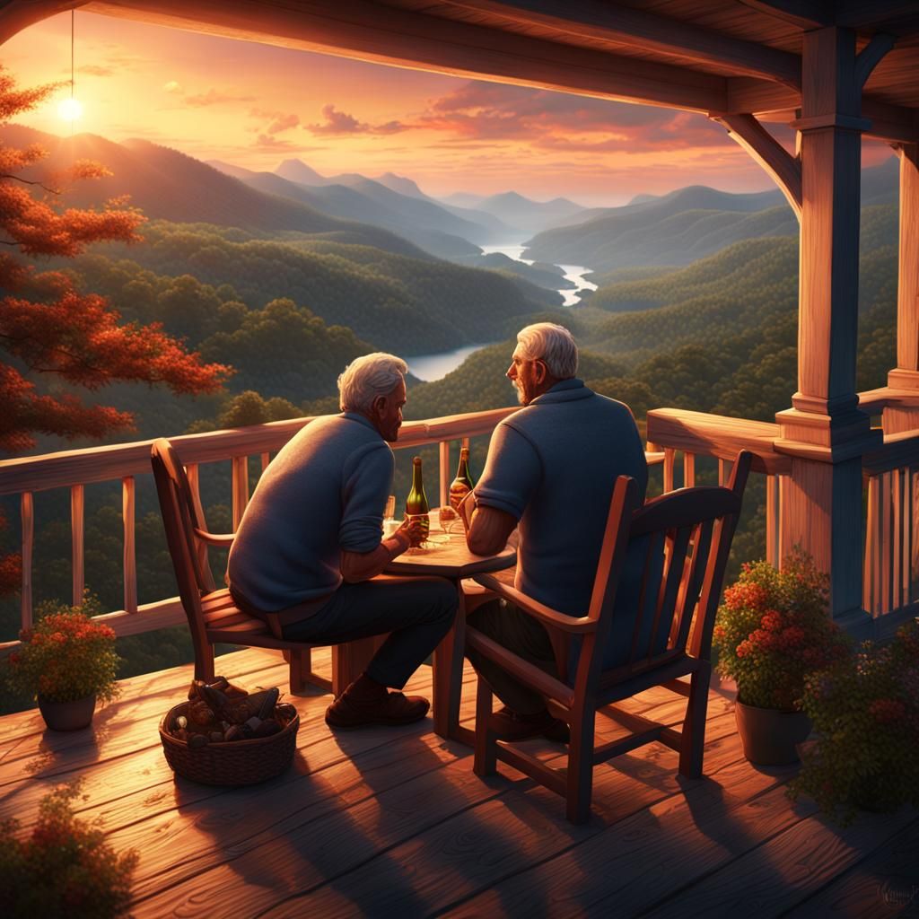 Appalachian Sunset: Couple on Back Porch