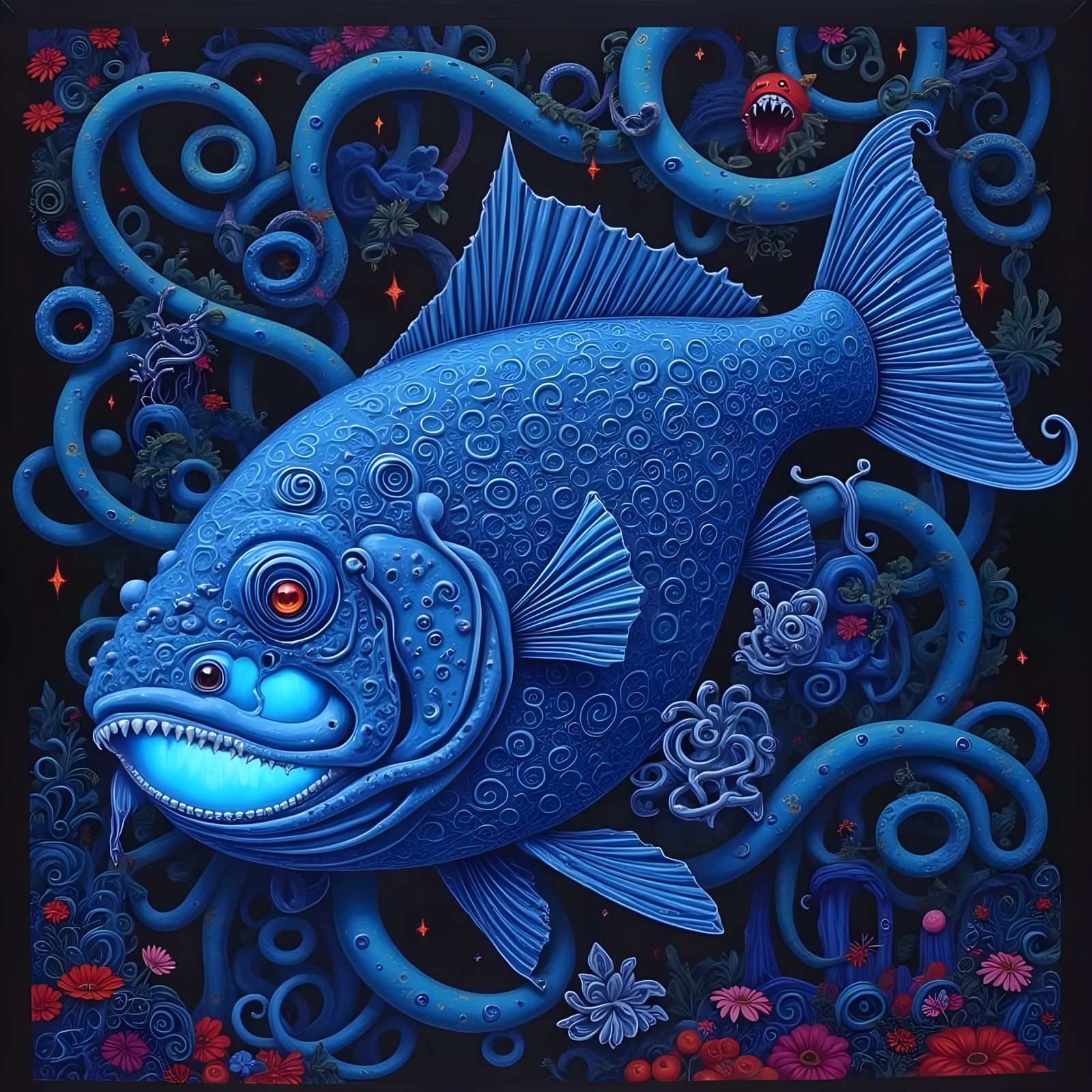 Glowing Blue Deep Sea Fish