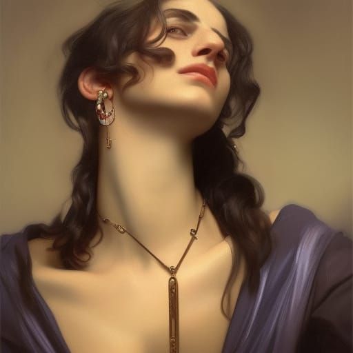 Feisty Greek Girl Portrait in Neoclassical Style