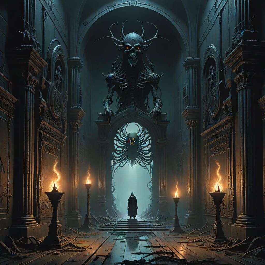 Mysterious Dark Soul Archthrone in a Haunting Gothic Setting