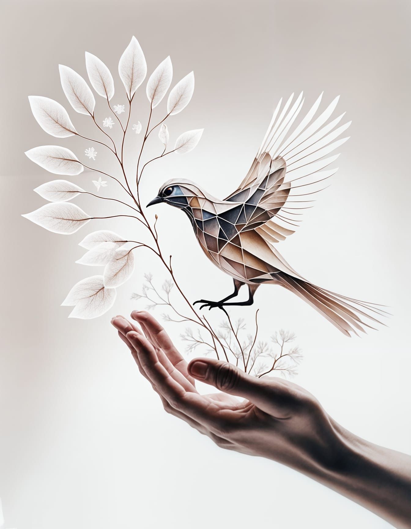 Dreamlike Organic Form with Tiny Winged Monkey