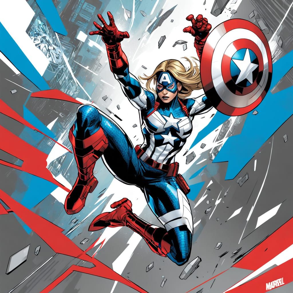 Sharon Carter Transforms into Captain America Comic Art