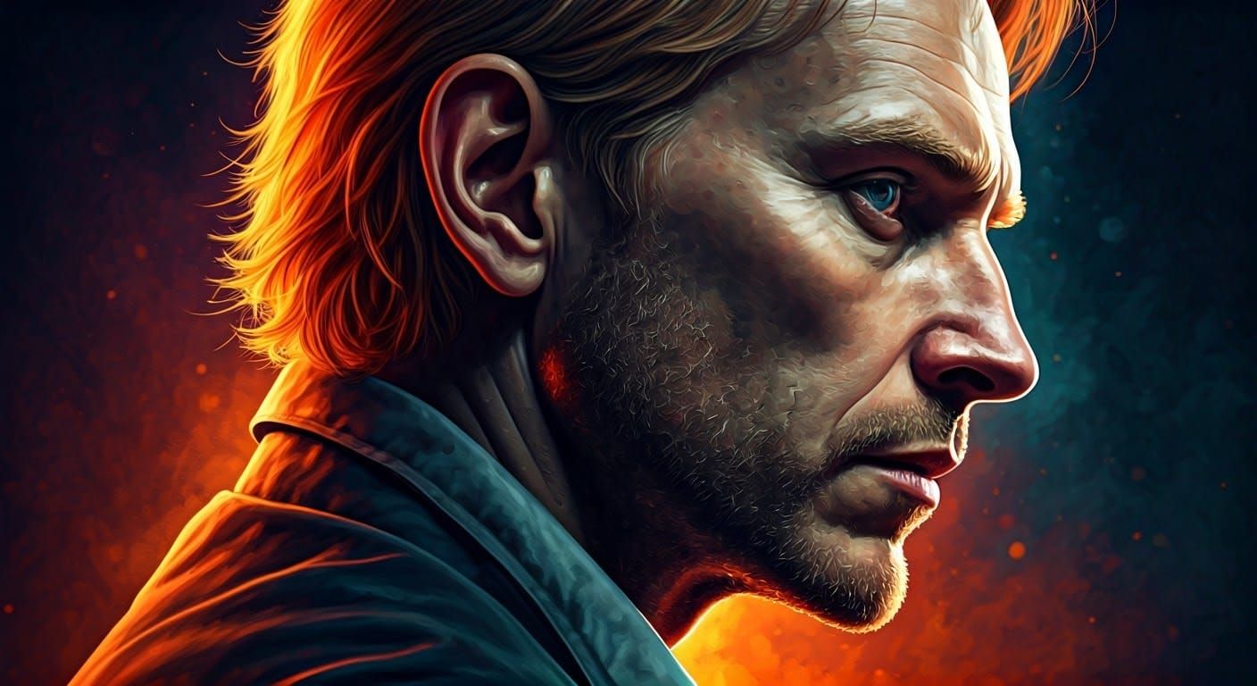 Dramatic Portrait in Hyperrealistic Splash Art Style