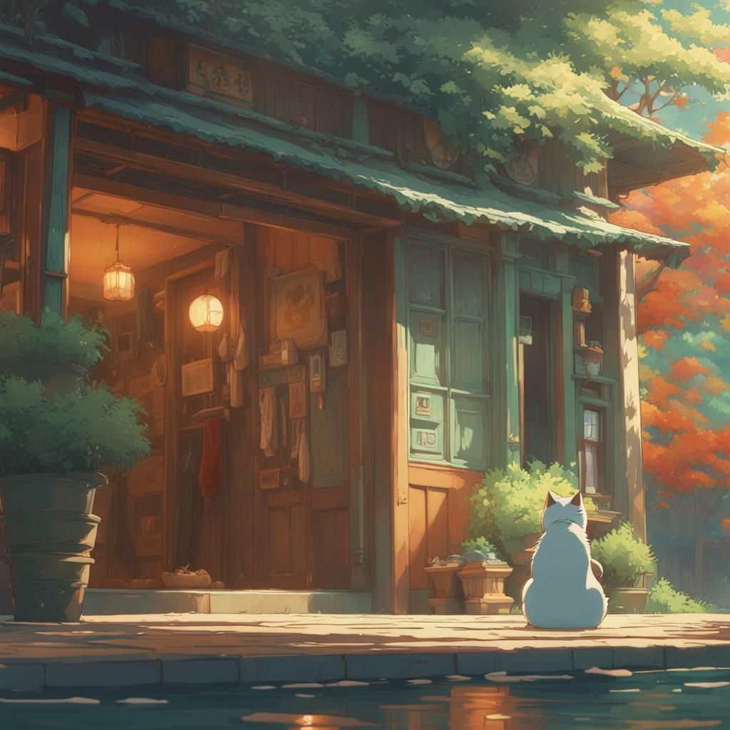 Anime Cat Search in Studio Ghibli Style