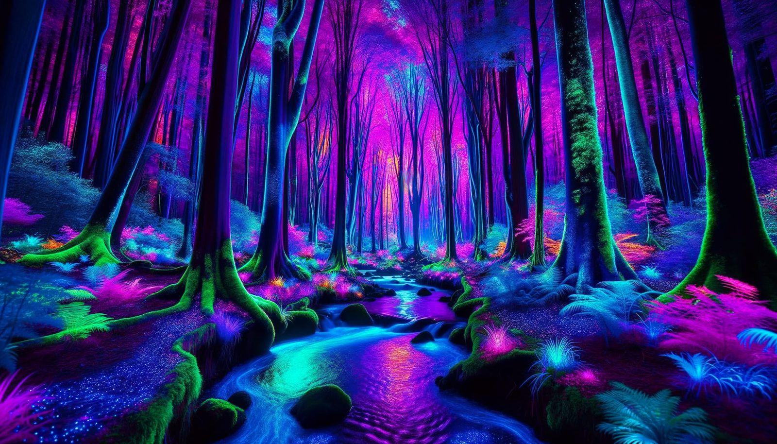 Psychedelic Forest with Glowing River