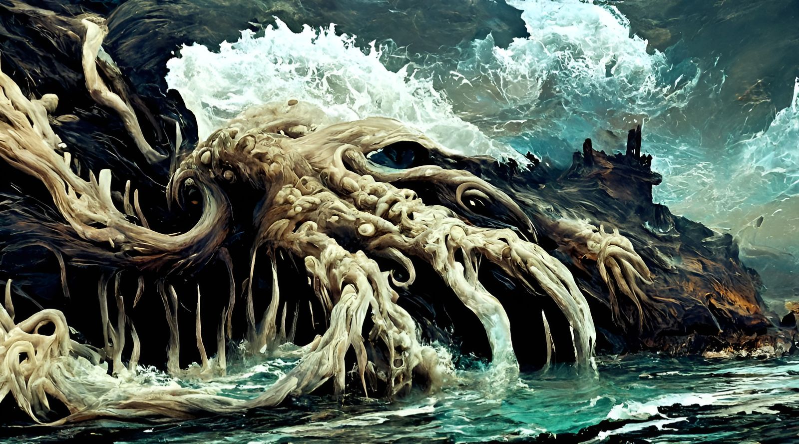 Colossal Eldritch Sea Monster Destroys Island