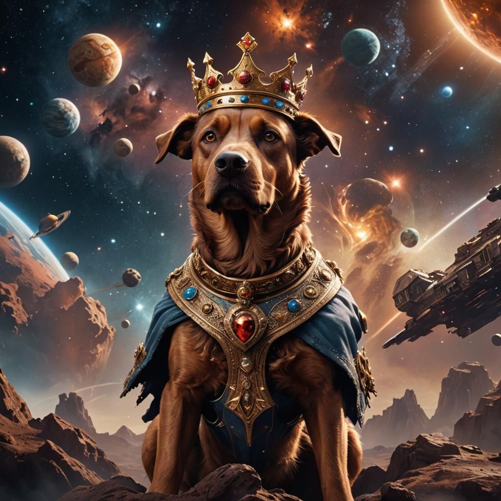 Dog in Space: Detailed Matte Painting