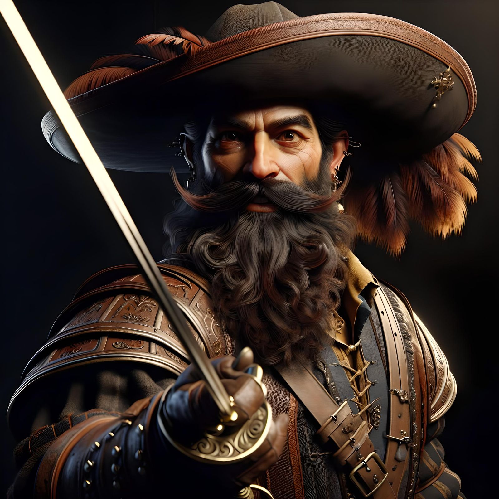 Renaissance South Asian Dwarf with Rapier, Hyper-Realistic P...