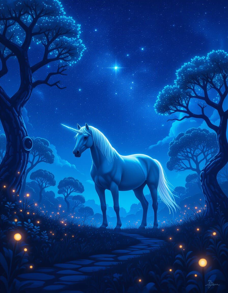 Mystic Horse in Ethereal Fantasy Garden