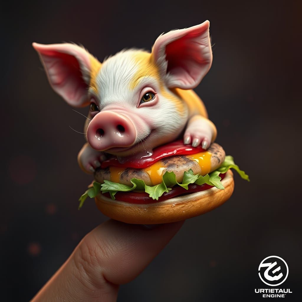 Whimsical Fantasy Pig in Detailed Matte Painting