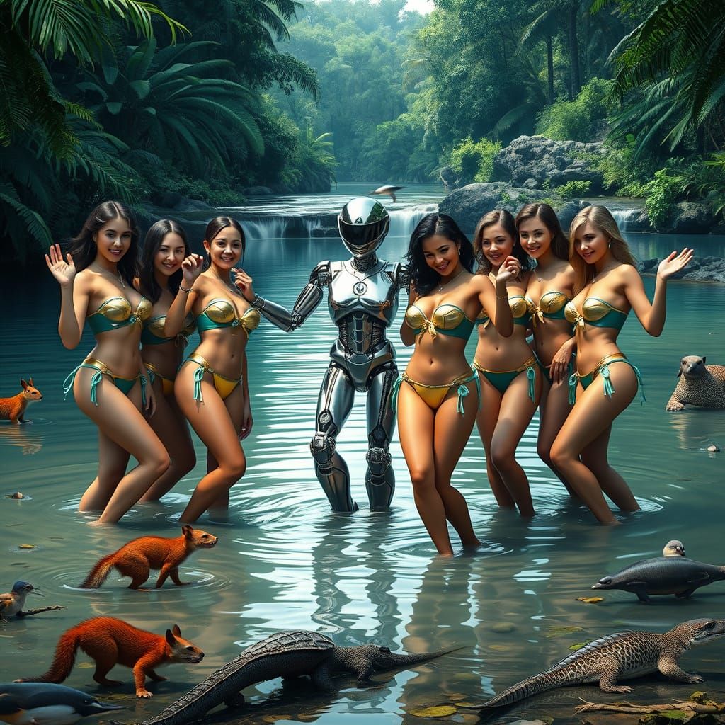 Tropical Jungle Dance Party in Hyperrealistic Style