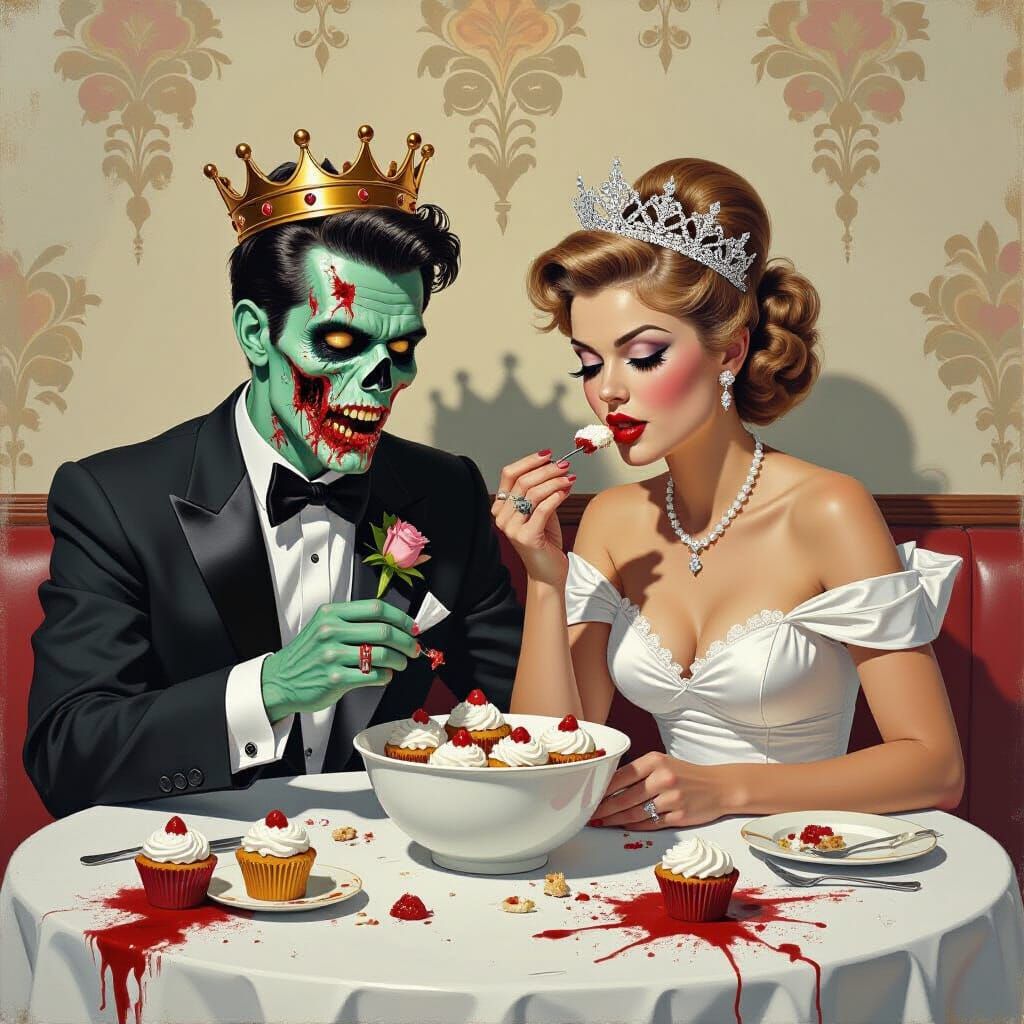 Zombie Prom King and Queen in 1980s Style