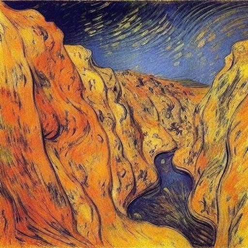 Vampire Napoleon in Desert Canyon, Post-Impressionist