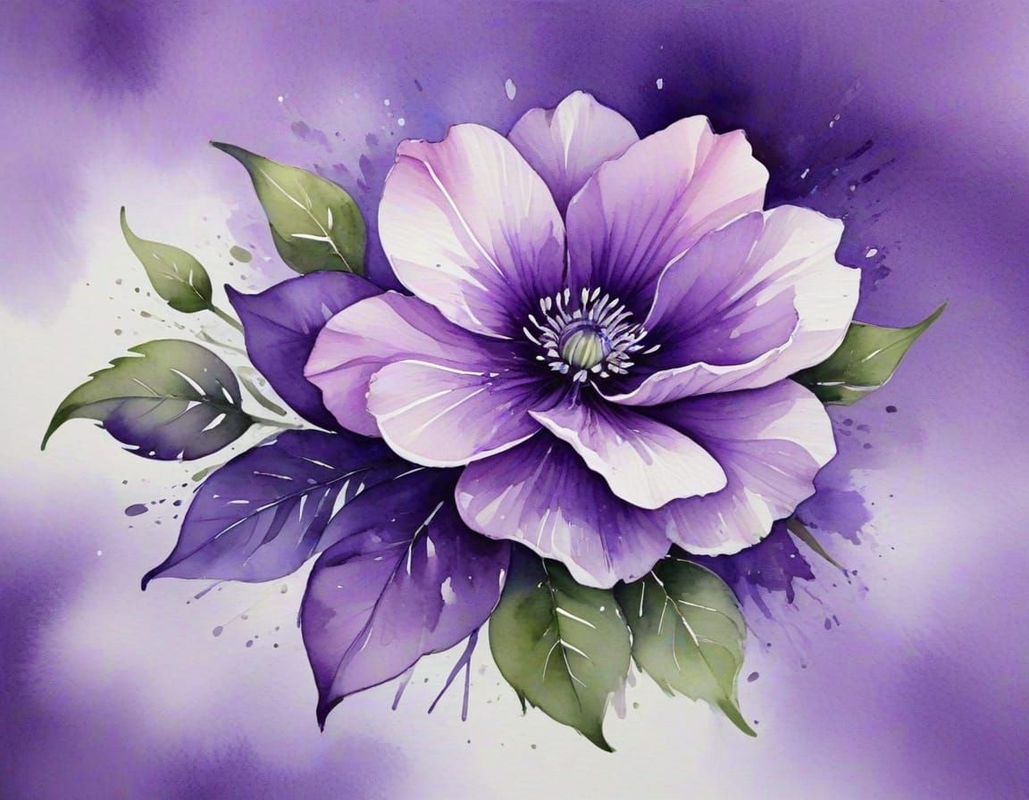 Vibrant Watercolor Flower in Rich Purple Hues