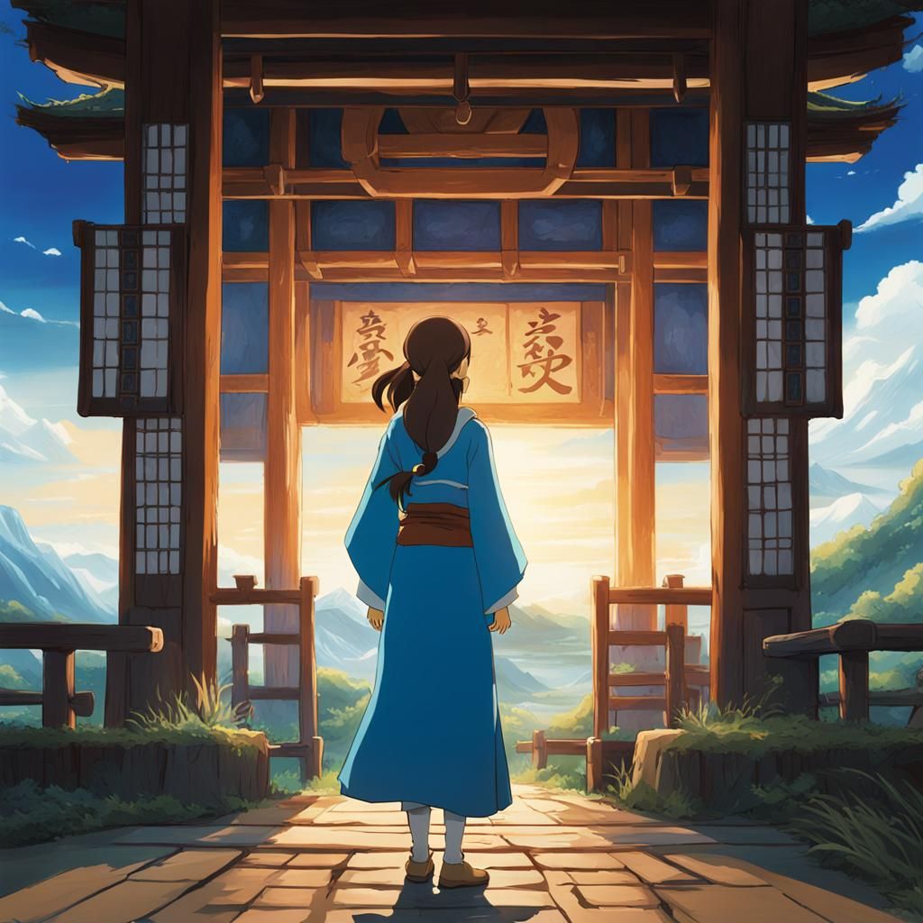 Katara from Avatar in Studio Ghibli Style