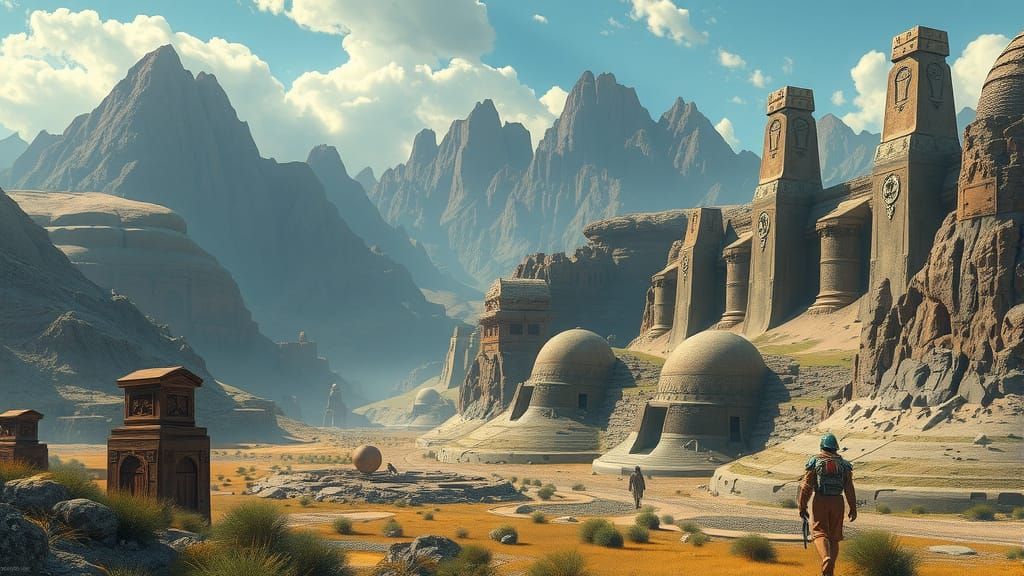Valley of Celestial Tombs: A Sci-Fi Landscape