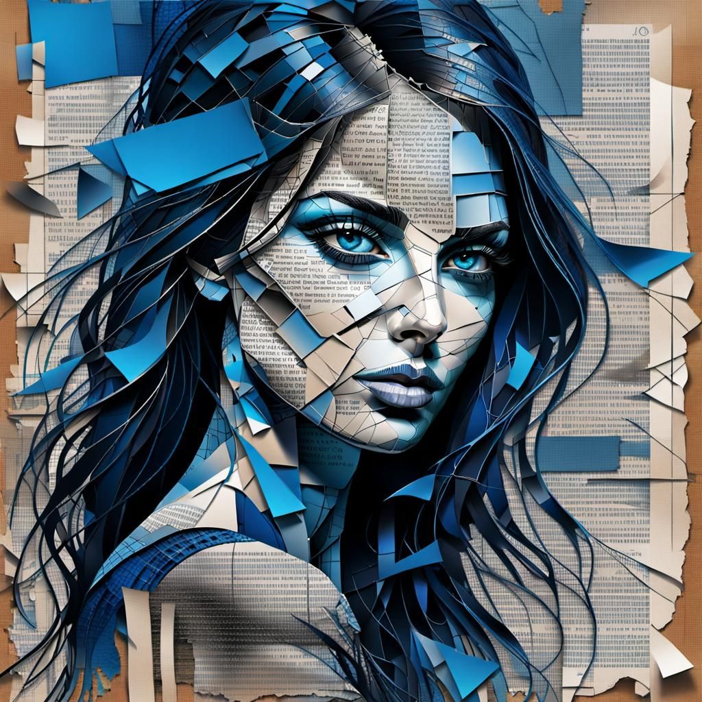 Stunning Woman Portrait in Mixed-Media Style