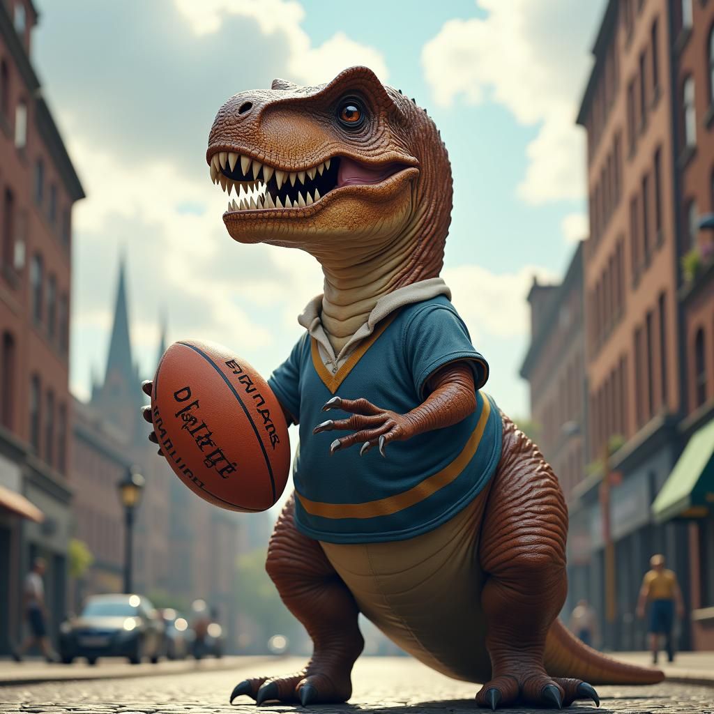 T-Rex Plays Rugby in Manchester: Matte Painting