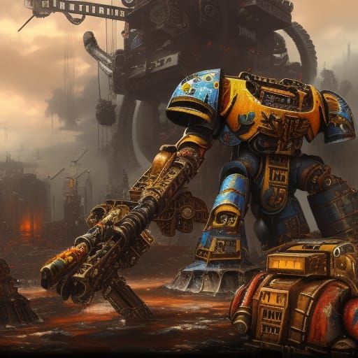 Ork Rust Punk Robot Towers Over Warzone in 4K