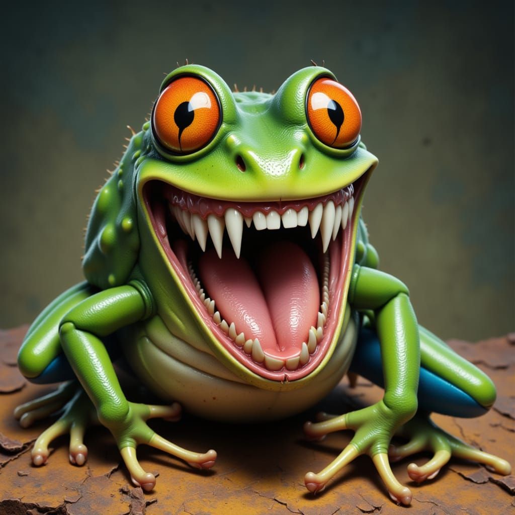 Frog with a Mad Smile