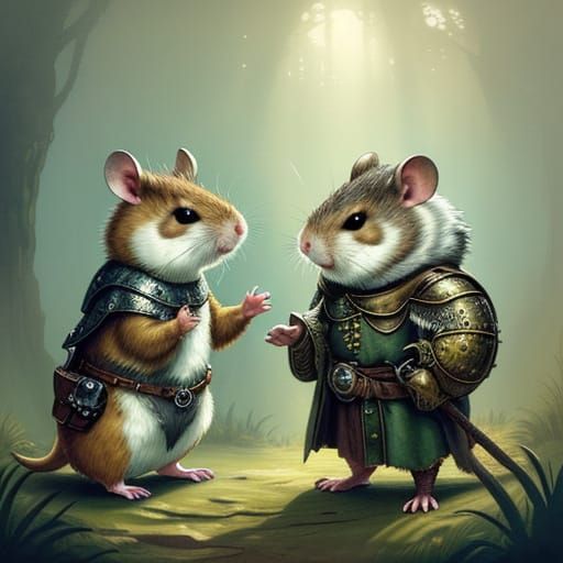 Hamster Warriors in Arthur Rackham Style
