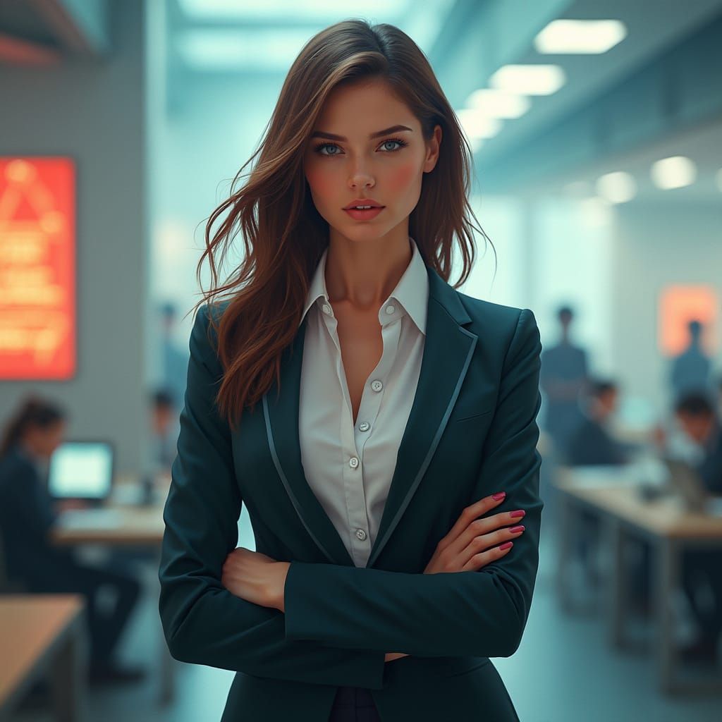 Confident Businesswoman in Futuristic Office