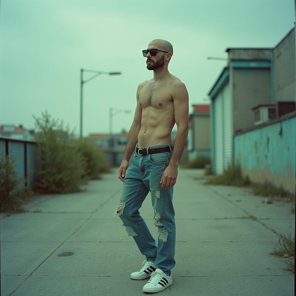 Contemplative Young Man Posing on Zagreb Rooftop
