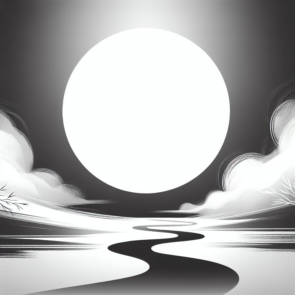 Minimalist Ink Sketch of White Shadows in Moonlight