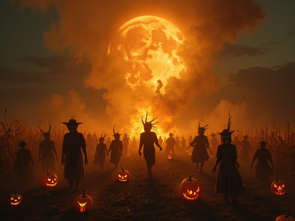 Folk Horror Celebration Under Burning Moon