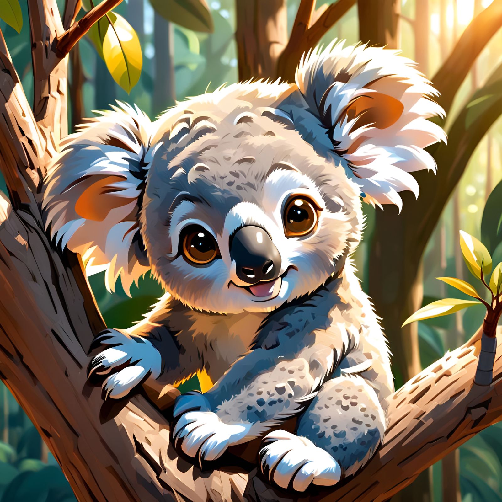 Adorable Baby Koala Cub Portrait in Pixar Style