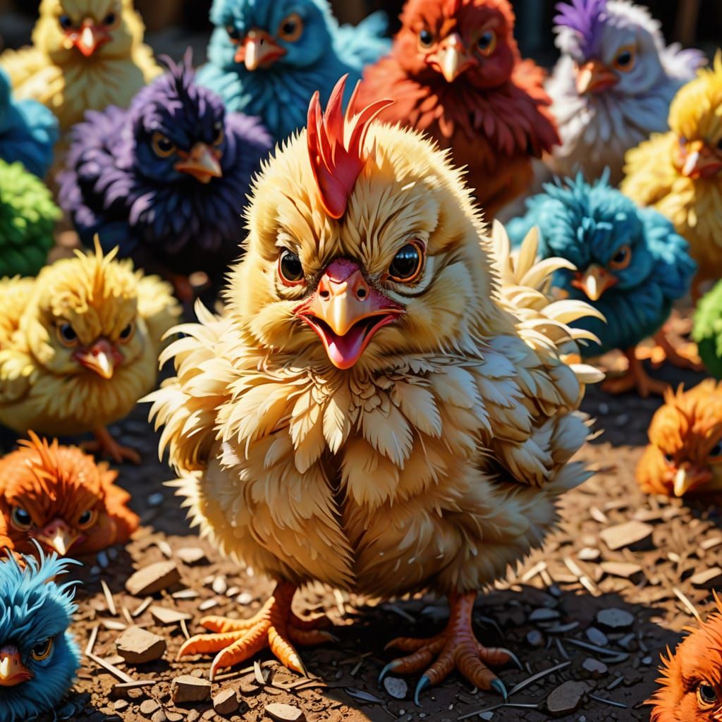 Angry Baby Chicken Cartoon Illustration