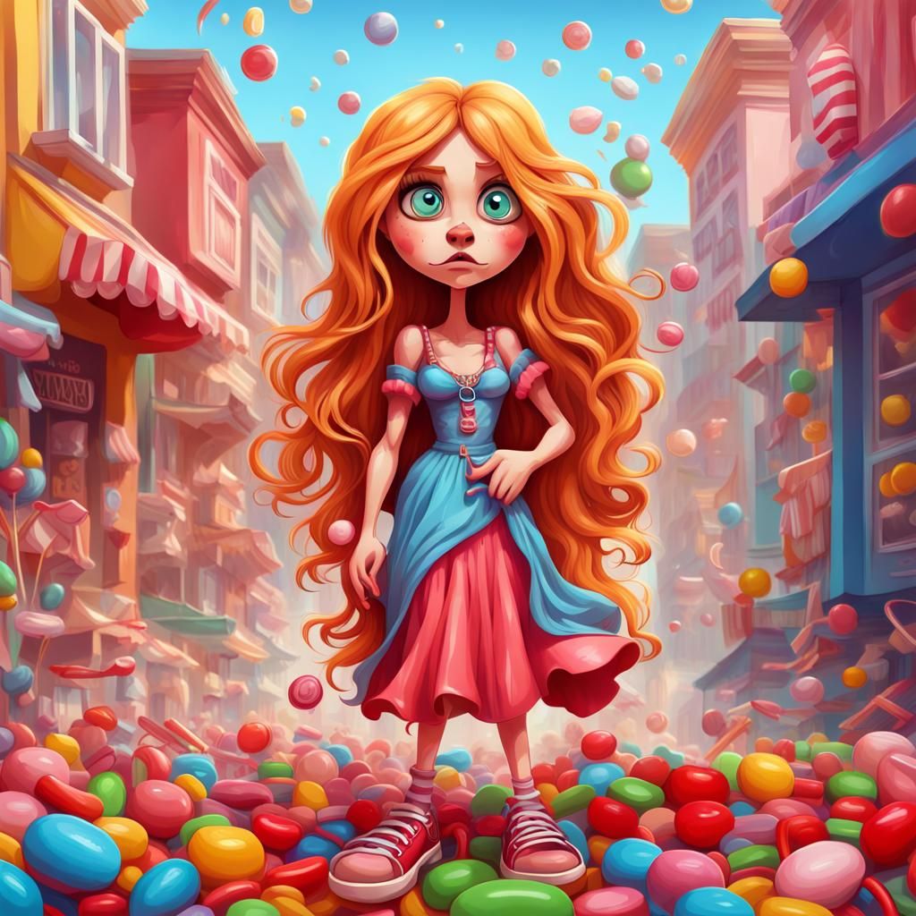 Angry Amazon Girl in Candyland Art Style