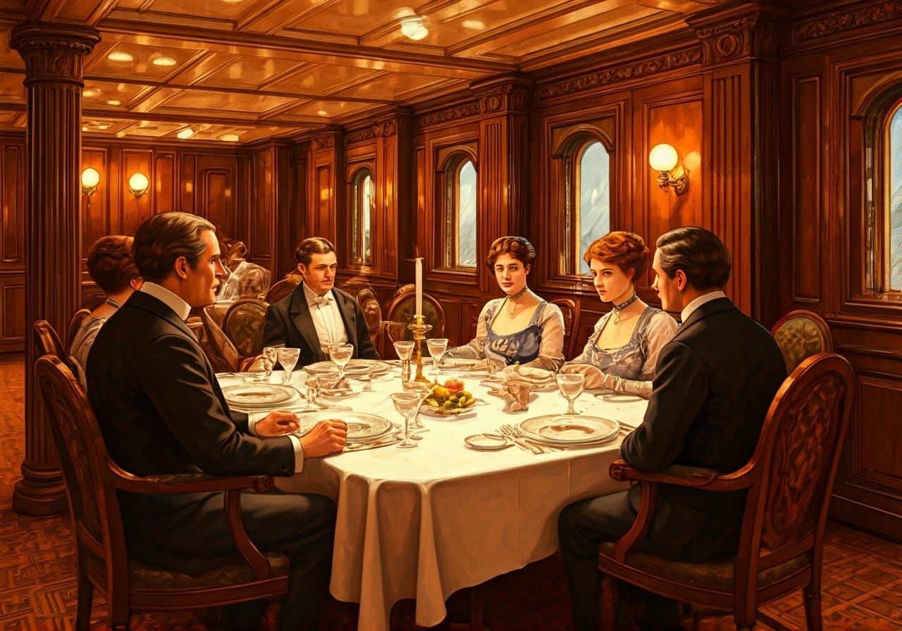 Edwardian Aristocrats Dine in Opulent R.M.S. TITANIC Luxury