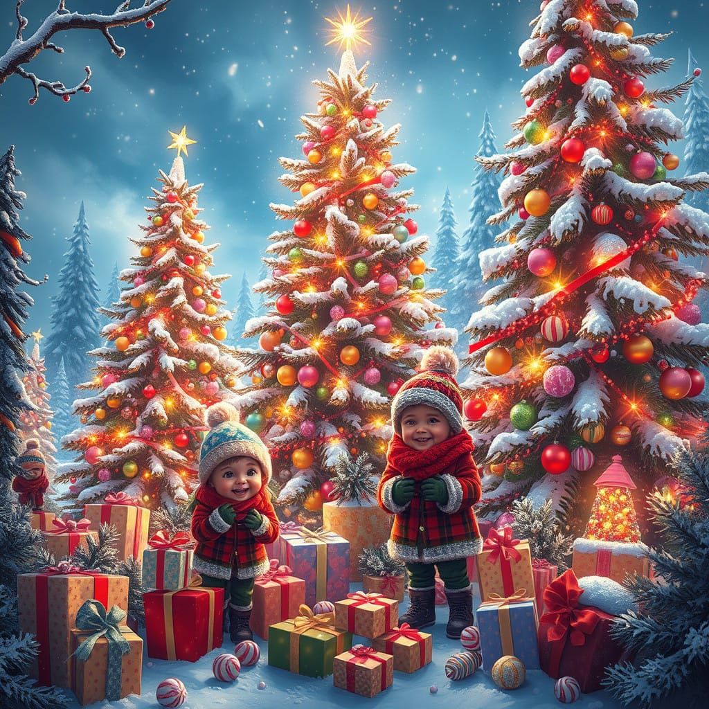 Joyful Winter Wonderland with Majestic Christmas Trees and V...