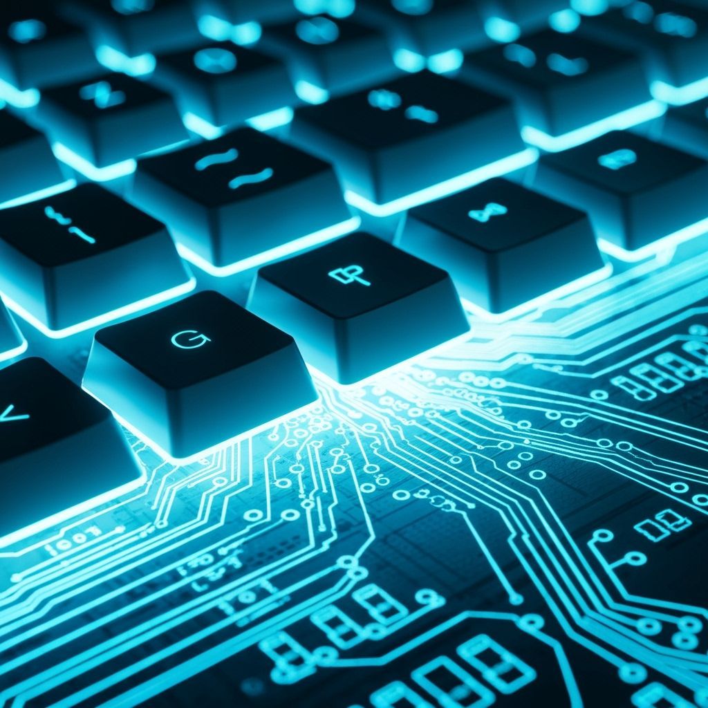 Illuminated Keyboard Key Press Sends Energy Pulse on Circuit...