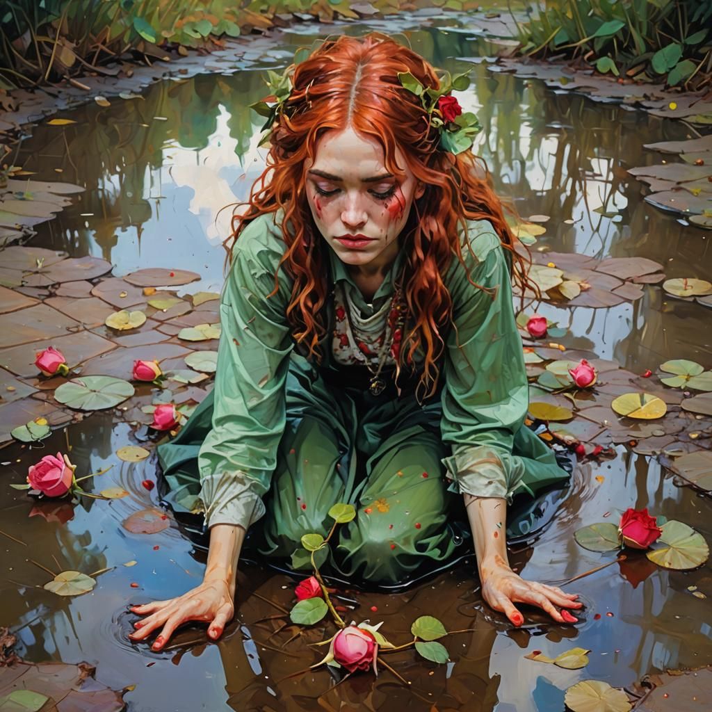 Norse Teen with Rose: Fauvist Style Portrait